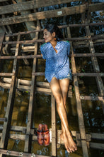 Load image into Gallery viewer, The BASIC shirt - deep blue w/ white butis