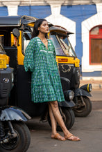 Load image into Gallery viewer, The STEVIA dress - pine green w/ blue buti