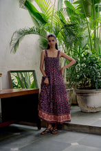 Load image into Gallery viewer, the BAY maxi dress - vintage NAVY with red butis