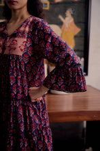 Load image into Gallery viewer, The STEVIA dress - vintage NAVY with red butis