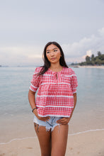 Load image into Gallery viewer, the MACE top - pink checks cotton linen