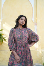 Load image into Gallery viewer, The NUTMEG midi - Charcoal grey w/ Fuschia floral