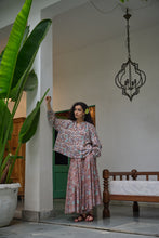 Load image into Gallery viewer, The Godet Skirt - brown with red and pink floral