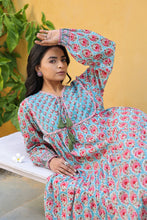 Load image into Gallery viewer, The Thyme Dress - turquoise blue & pink butis