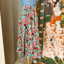Load image into Gallery viewer, the Godet Skirt - blue & red floral