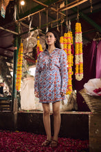 Load image into Gallery viewer, The WRAP skirt - white with blue red floral