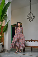 Load image into Gallery viewer, the CILANTRO midi - brown with red and pink floral