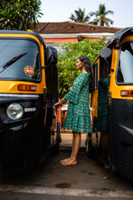 Load image into Gallery viewer, The STEVIA dress - pine green w/ blue buti