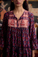 Load image into Gallery viewer, The STEVIA dress - vintage NAVY with red butis