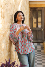 Load image into Gallery viewer, the MINT top - turquoise blue with pink butis