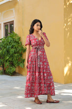 Load image into Gallery viewer, The CASSIA MAXI wrap dress - Red & grey floral