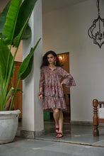 Load image into Gallery viewer, The STEVIA dress - brown with red and pink floral