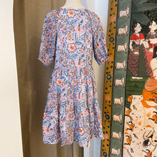 Load image into Gallery viewer, the GINGER dress - soft blue w/ pink brown floral