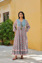 Load image into Gallery viewer, The Thyme Dress - turquoise blue & pink butis