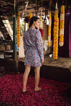 Load image into Gallery viewer, The WRAP skirt - white with blue red floral