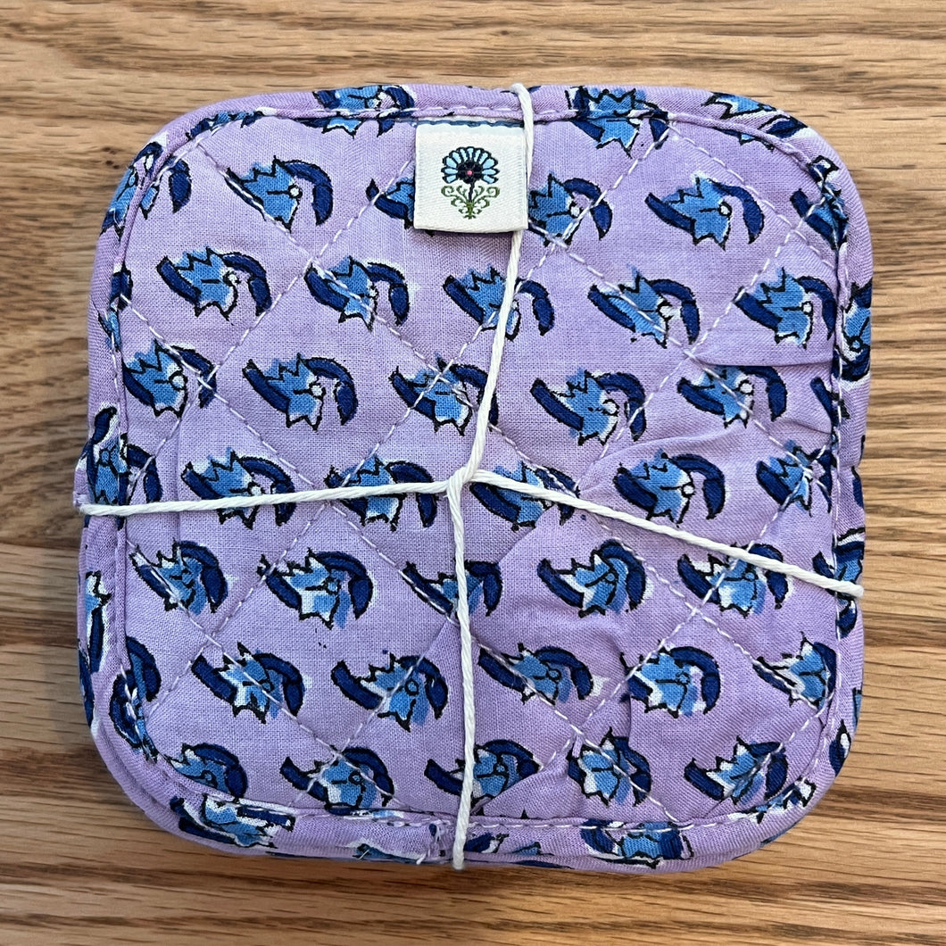 Quilted coasters (set of 6) - Lavender blue floral