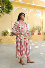 Load image into Gallery viewer, The WASABI midi - White with red and green floral