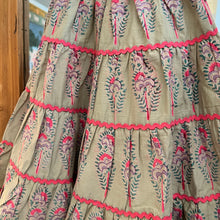 Load image into Gallery viewer, Kids tiered maxi dress - pea green w/ fuchsia floral