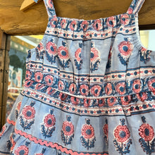 Load image into Gallery viewer, Kids tiered maxi dress - soft blue w/ pink floral