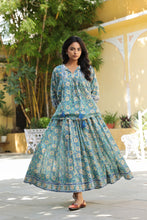 Load image into Gallery viewer, the Panelled skirt with pockets - green floral