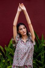 Load image into Gallery viewer, Godet Skirt - pea green w/ fuchsia floral