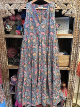 Load image into Gallery viewer, BORAGE MIDI dress - pastel blue w/pink floral