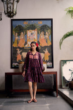 Load image into Gallery viewer, The STEVIA dress - vintage NAVY with red butis