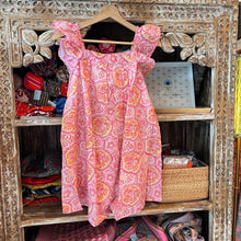 Load image into Gallery viewer, Kids A-line Dress with ruffled sleeves - pink yellow floral