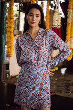 Load image into Gallery viewer, The WRAP skirt - white with blue red floral