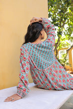 Load image into Gallery viewer, The Thyme Dress - turquoise blue & pink butis