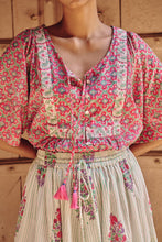 Load image into Gallery viewer, the CELERY top - pink geometric block printed