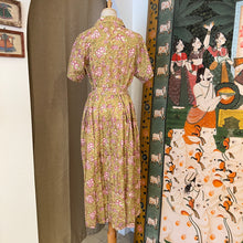 Load image into Gallery viewer, the PARSLEY MIDI dress - mustard yellow w/ lavender floral