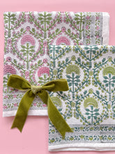 Load image into Gallery viewer, RANI/Napkins - block printed GREEN (set of 6)