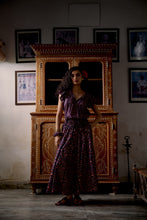 Load image into Gallery viewer, The Godet Skirt - vintage navy and red floral