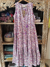 Load image into Gallery viewer, BORAGE MIDI dress - white with purple floral💜