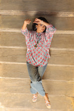 Load image into Gallery viewer, the MINT top - turquoise blue with pink butis