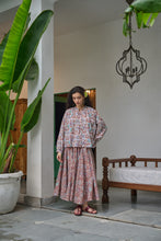 Load image into Gallery viewer, The Godet Skirt - brown with red and pink floral