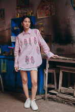Load image into Gallery viewer, The OVERSIZED shirt- pink stripes with mughal buta
