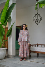 Load image into Gallery viewer, The Godet Skirt - brown with red and pink floral