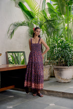 Load image into Gallery viewer, the BAY maxi dress - vintage NAVY with red butis