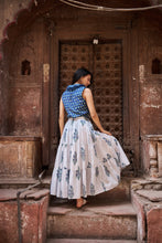 Load image into Gallery viewer, the TIERED skirt - blue stripes
