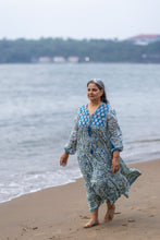 Load image into Gallery viewer, The Thyme Dress - white w/blue green floral