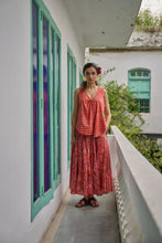 Load image into Gallery viewer, The Godet Skirt - coral & pink floral