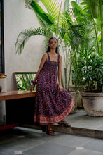 Load image into Gallery viewer, the BAY maxi dress - vintage NAVY with red butis