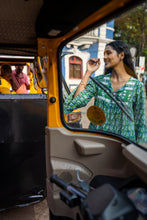 Load image into Gallery viewer, The STEVIA dress - pine green w/ blue buti