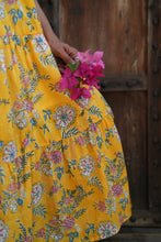 Load image into Gallery viewer, BORAGE MIDI dress - yellow floral jaal