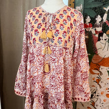 Load image into Gallery viewer, The Thyme Dress - beige with red floral
