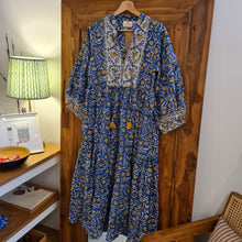 Load image into Gallery viewer, The WASABI dress - Blue w/ Mustard
