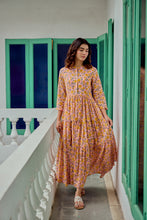 Load image into Gallery viewer, The Pepper Maxi - soft pink with yellow flowers blockprinted