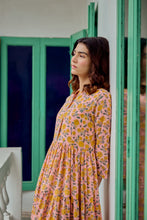 Load image into Gallery viewer, The Pepper Maxi - soft pink with yellow flowers blockprinted